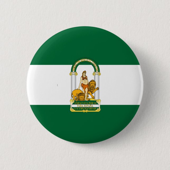 Macaron Rond 5 Cm Drapeau d'Andalousie (Espagne) (Devant)