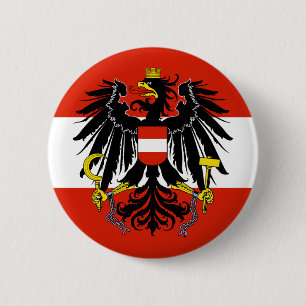Macaron Rond 5 Cm Drapeau d'Autriche avec armoiries