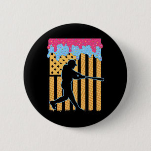 Macaron Rond 5 Cm Drapeau de base-ball Bat Boys Ice Cream American F