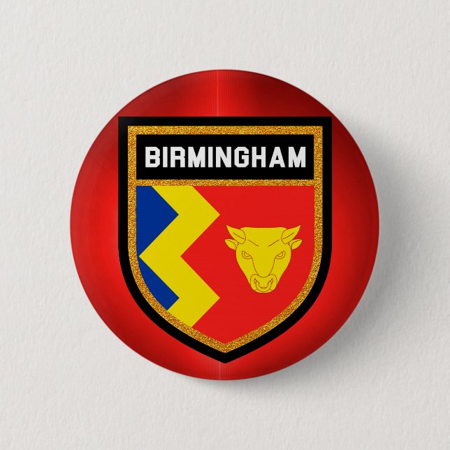 Macaron Rond 5 Cm Drapeau de Birmingham (Devant)