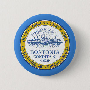 Macaron Rond 5 Cm Drapeau de Boston, Massachusetts Pinback Button