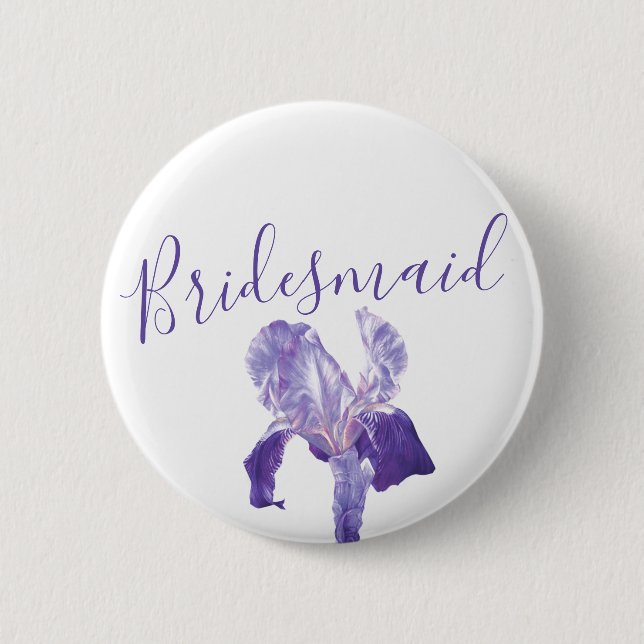 Macaron Rond 5 Cm Drapeau de Bridesmaid iris violet mariage pin / bo (Devant)