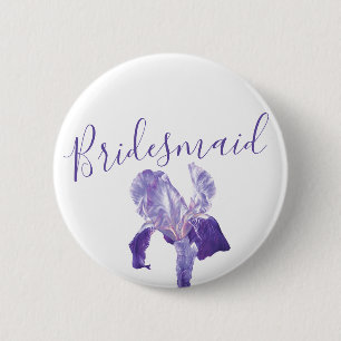 Macaron Rond 5 Cm Drapeau de Bridesmaid iris violet mariage pin / bo