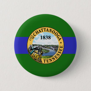 Macaron Rond 5 Cm Drapeau de Chattanooga, Bouton du Tennessee