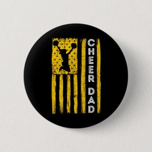 Macaron Rond 5 Cm Drapeau de Cheerleading Jaune Cheer Papa 