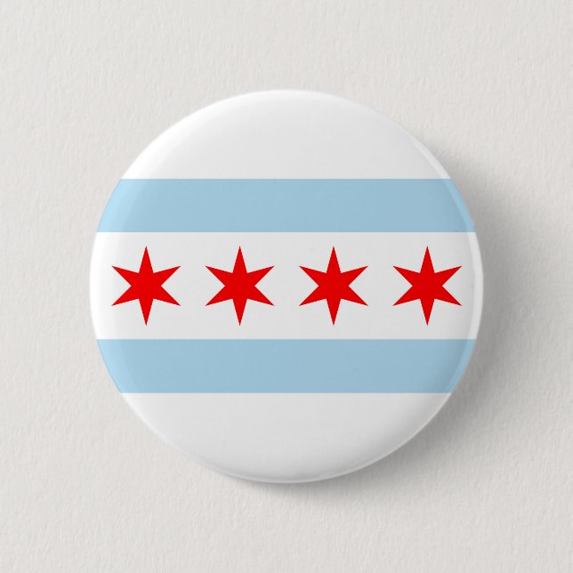 Macaron Rond 5 Cm Drapeau de Chicago (Devant)
