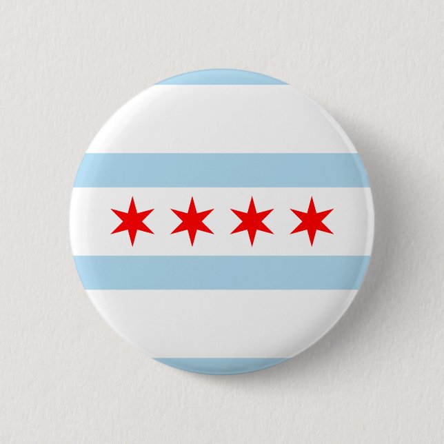Macaron Rond 5 Cm Drapeau de Chicago, Illinois Button (Devant)