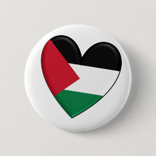 Macaron Rond 5 Cm Drapeau de coeur de la Palestine