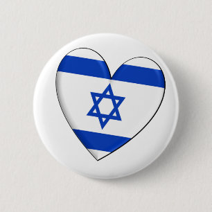 Macaron Rond 5 Cm Drapeau de coeur de l'Israël