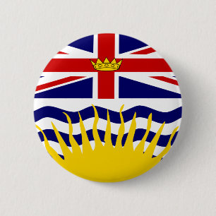Macaron Rond 5 Cm Drapeau de Colombie-Britannique du Canada