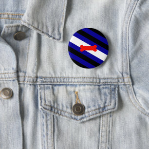 Macaron Rond 5 Cm Drapeau de fierté de jeu de chiots de SlipperyJoe