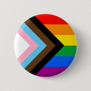 Macaron Rond 5 Cm Drapeau de fierté de progrès LGBTQ+