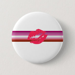 Macaron Rond 5 Cm Drapeau de fierté lesbienne au rouge à lèvres