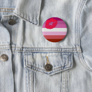 Macaron Rond 5 Cm Drapeau de fierté lesbienne au rouge à lèvres Slip