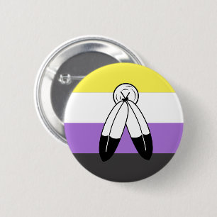 Macaron Rond 5 Cm Drapeau de fierté non binaire à double esprit