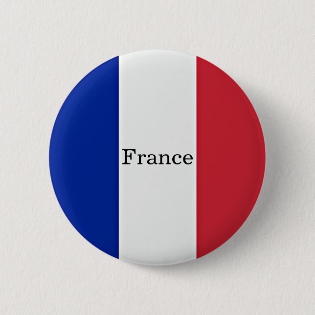 Macaron Rond 5 Cm Drapeau de France, étiqueté, (Devant)