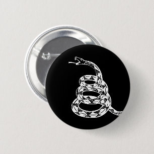 Macaron Rond 5 Cm Drapeau de Gadsden Ne Marchez pas sur Moi Noir et