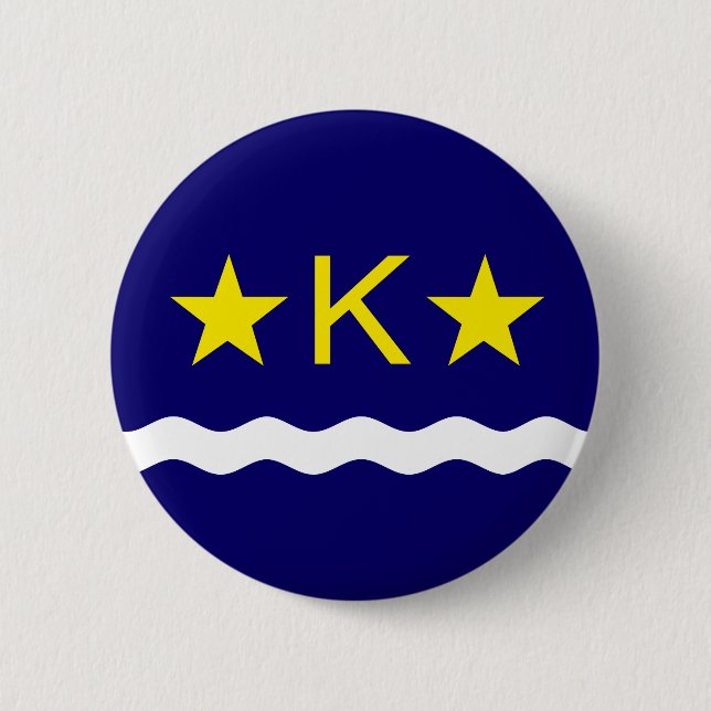 Macaron Rond 5 Cm Drapeau de Kinshasa, Congo Pinback Button (Devant)