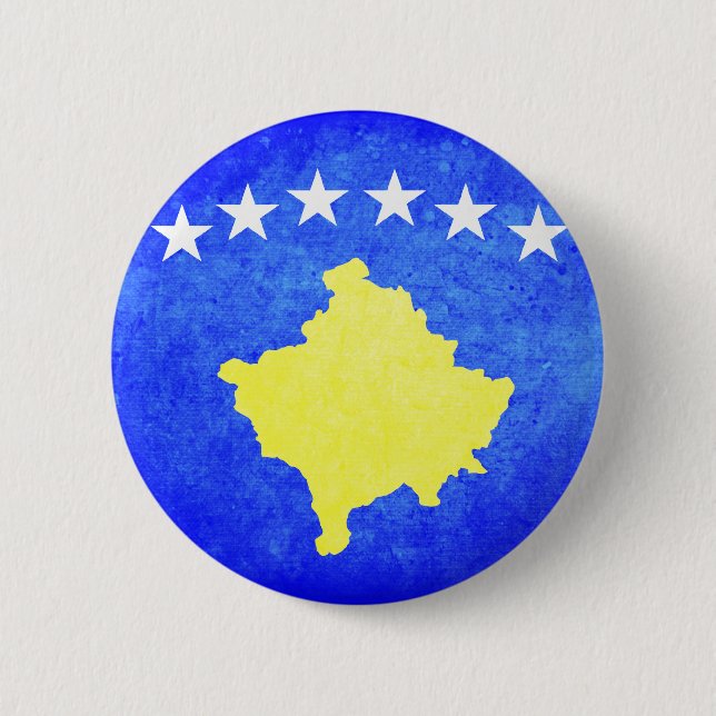 Macaron Rond 5 Cm Drapeau de Kosovo (Devant)