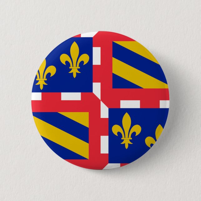 Macaron Rond 5 Cm Drapeau de la Bourgogne (France) (Devant)
