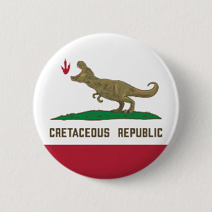 Macaron Rond 5 Cm Drapeau de la Californie T-rex Dinosaur