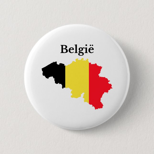 Macaron Rond 5 Cm Drapeau de la carte de Belgique (néerlandais) (Devant)