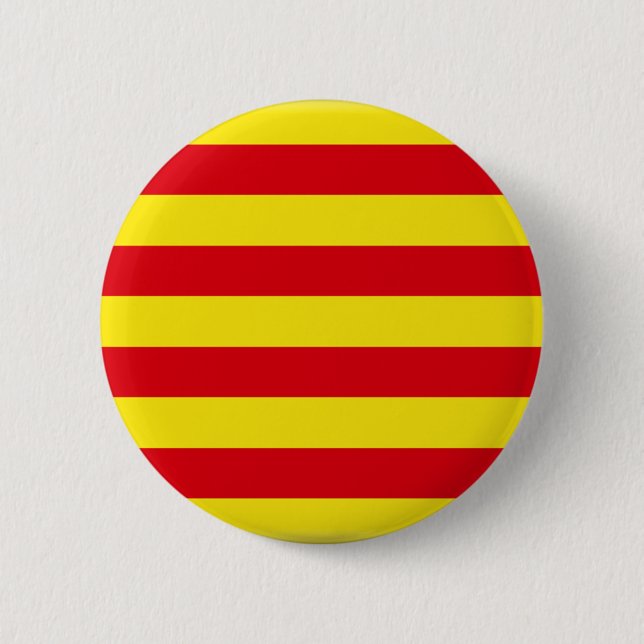 Macaron Rond 5 Cm Drapeau de la Catalogne (Espagne) (Devant)