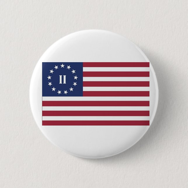 Macaron Rond 5 Cm Drapeau de la deuxième révolution américaine (Devant)
