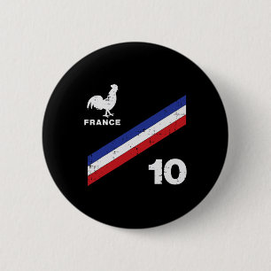 Macaron Rond 5 Cm Drapeau de la France Coq Numéro 10 Fan de Football
