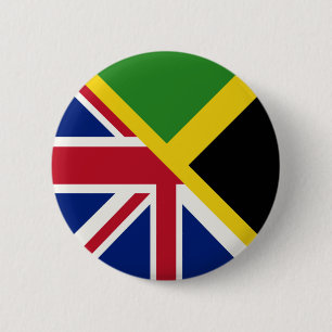 Macaron Rond 5 Cm Drapeau de la Jamaïque   Drapeau de la moitié Ja