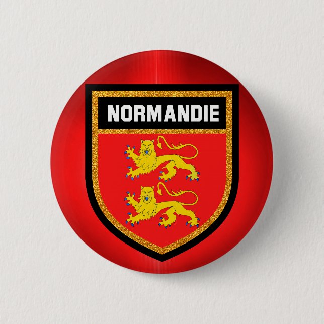 Macaron Rond 5 Cm Drapeau de la Normandie (Devant)