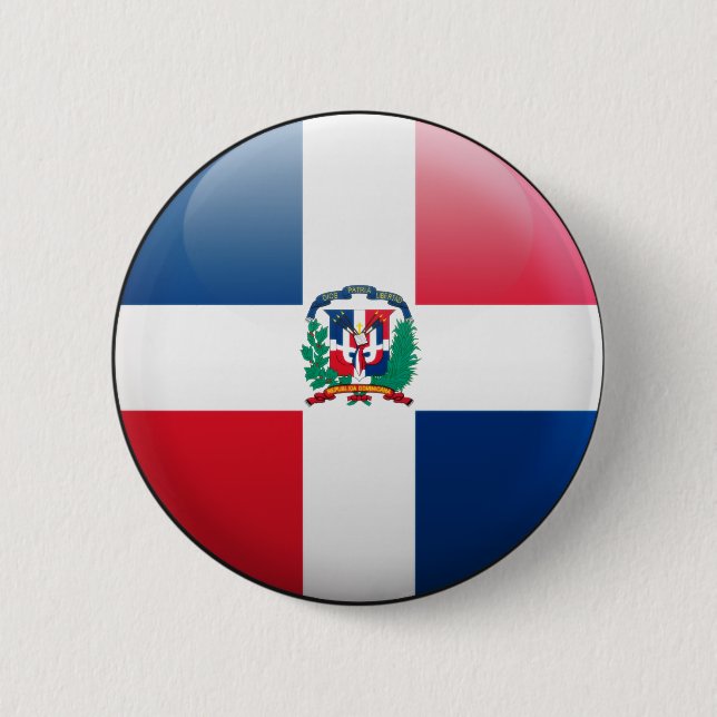 Macaron Rond 5 Cm Drapeau de la République Dominicaine (Devant)