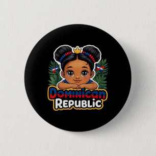 Macaron Rond 5 Cm Drapeau de la République dominicaine RD Republica