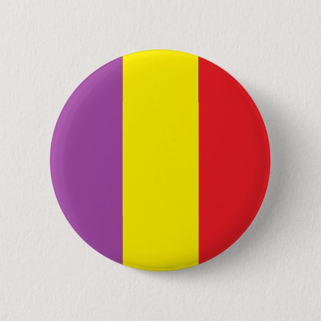 Macaron Rond 5 Cm Drapeau de la République espagnole - Bandera (Devant)