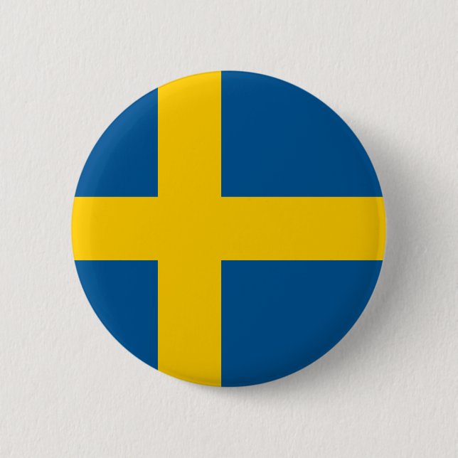 Macaron Rond 5 Cm Drapeau de la Suède (Devant)