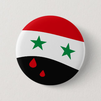 Macaron Rond 5 Cm Drapeau de la Syrie ondulant avec les larmes