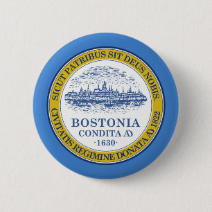 Macaron Rond 5 Cm Drapeau de la ville de Boston
