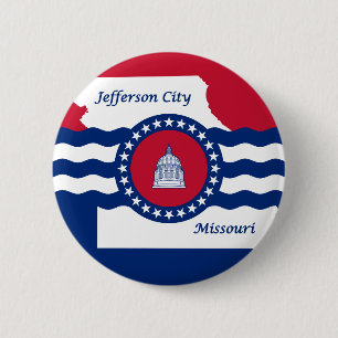 Macaron Rond 5 Cm Drapeau de la ville de Jefferson, Missouri Pinback