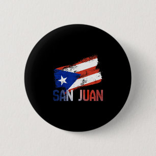 Macaron Rond 5 Cm Drapeau de la ville de San Juan Porto Rico Vintage