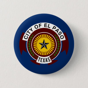 Macaron Rond 5 Cm Drapeau de la ville d'El Paso, Texas Pinback Butto