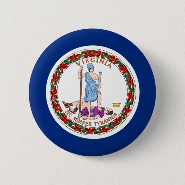 Macaron Rond 5 Cm Drapeau de la Virginie (Devant)