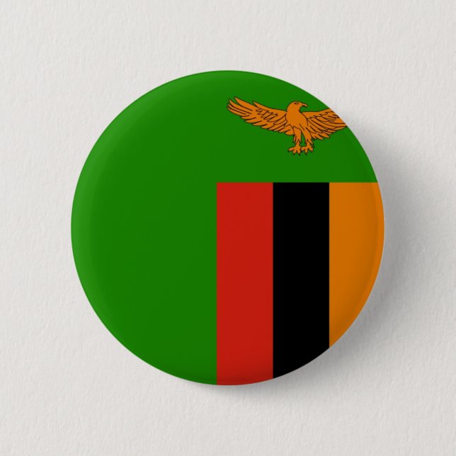 Macaron Rond 5 Cm Drapeau de la Zambie sur le Pin/insigne de bouton (Devant)