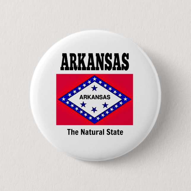 Macaron Rond 5 Cm Drapeau de l'Arkansas et devise (Devant)