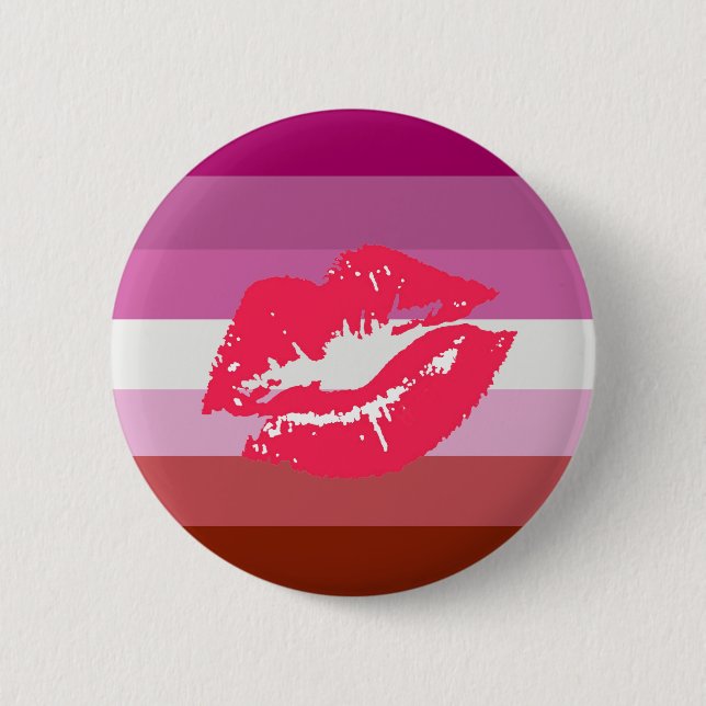 Macaron Rond 5 Cm Drapeau de lesbienne de rouge à lèvres (Devant)
