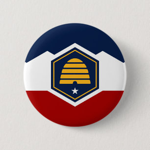 Macaron Rond 5 Cm Drapeau de l'état de l'Utah nouveau symbole USA Am