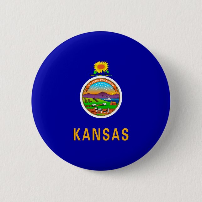Macaron Rond 5 Cm Drapeau de l'État du Kansas (Devant)
