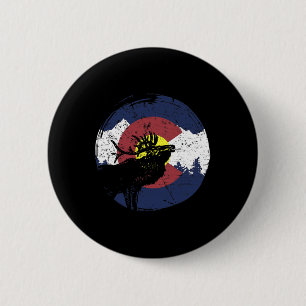 Macaron Rond 5 Cm Drapeau de l'État Rétro Colorado Montagnes Rocheus