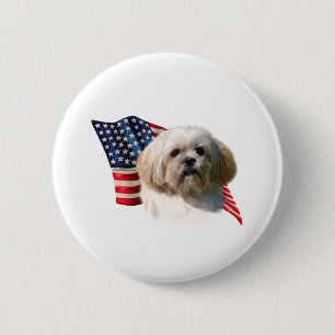 Macaron Rond 5 Cm Drapeau de Lhasa Apso