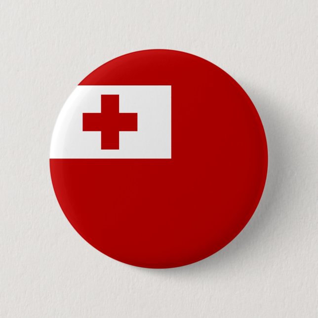 Macaron Rond 5 Cm Drapeau de l'île des Tonga (Devant)