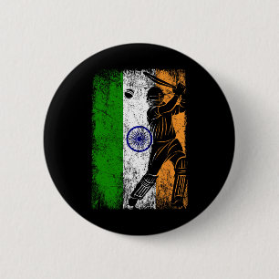 Macaron Rond 5 Cm Drapeau de l'Inde Maillot de cricket indien Fan Jo